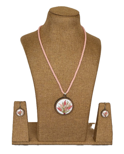 Deetya Embroidered Fabric Necklace & Earrings set