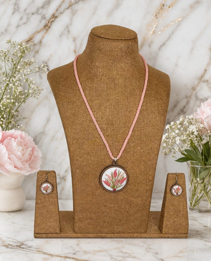 Deetya Embroidered Fabric Necklace & Earrings set