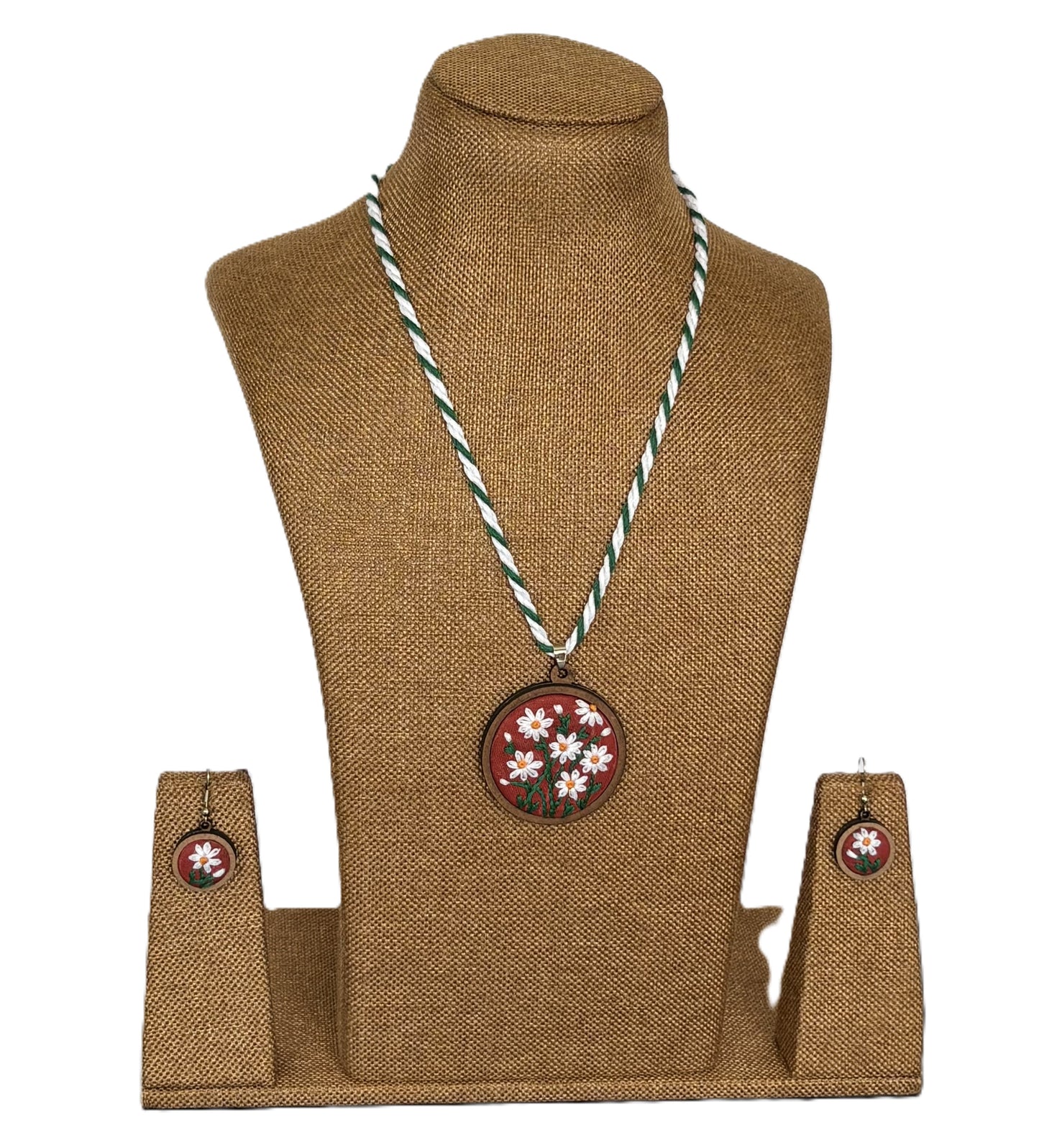 Kayra Embroidered Fabric Necklace & Earrings set