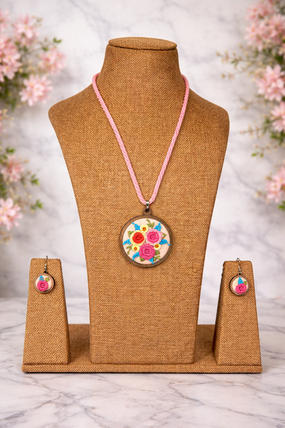 Nainika Embroidered Fabric Necklace & Earrings set