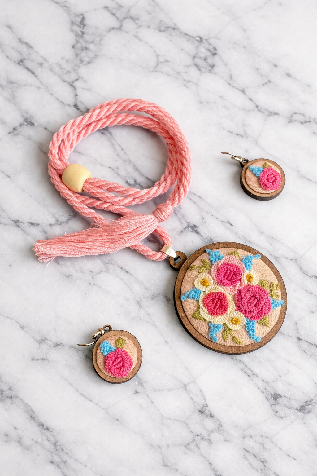 Nainika Embroidered Fabric Necklace & Earrings set
