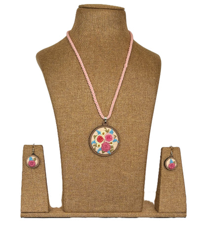 Nainika Embroidered Fabric Necklace & Earrings set