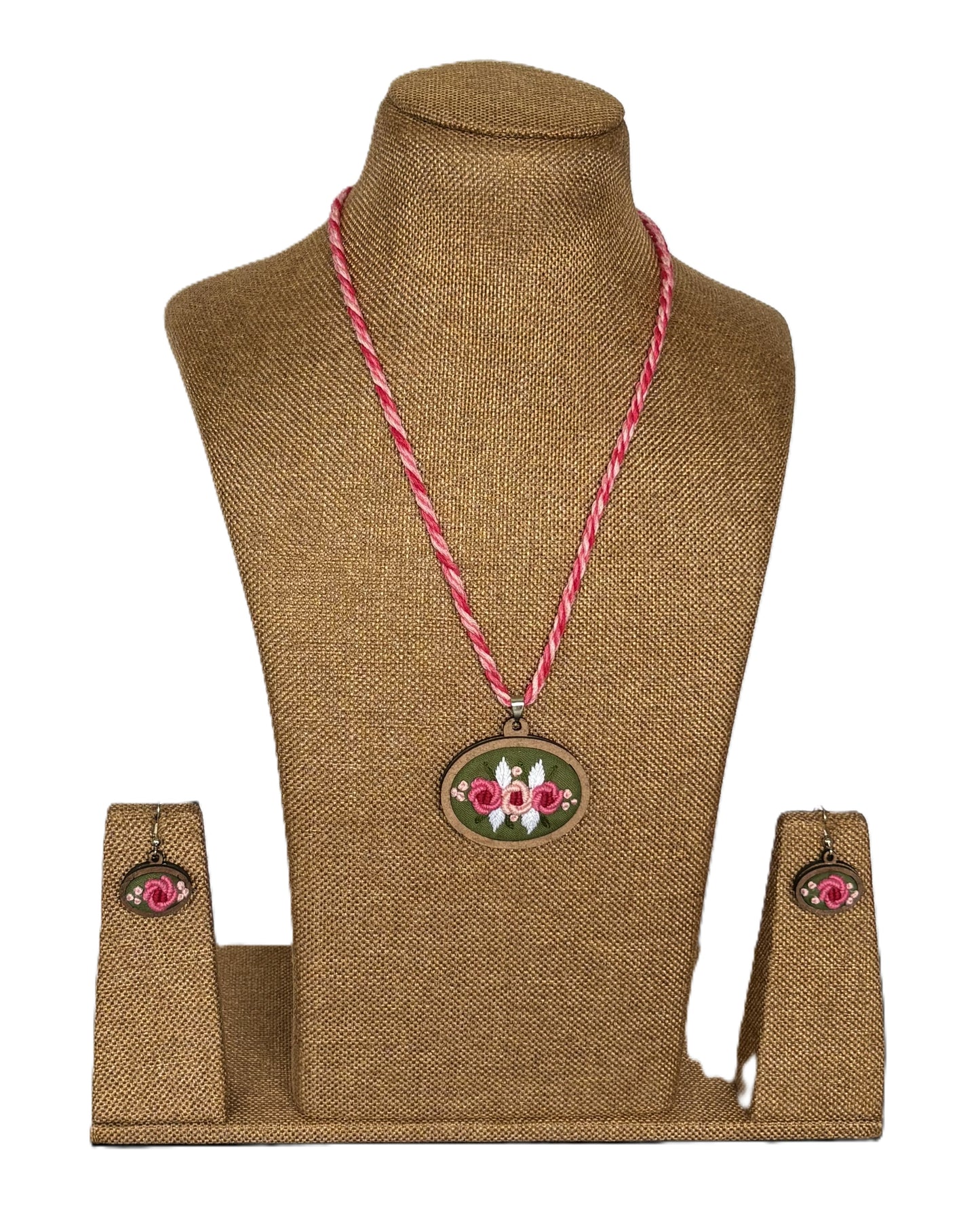 Pavika Embroidered Fabric Necklace & Earrings set
