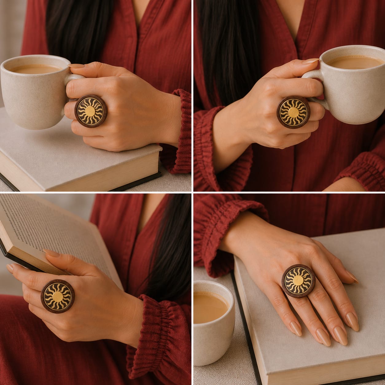 Hazel Coco Shell Finger Ring