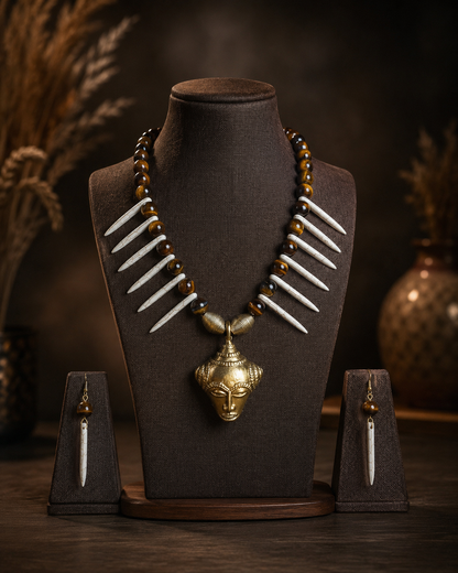 Suha Dokra Tribal Necklace & Earrings  set