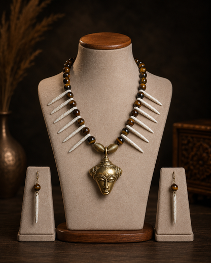 Suha Dokra Tribal Necklace & Earrings  set