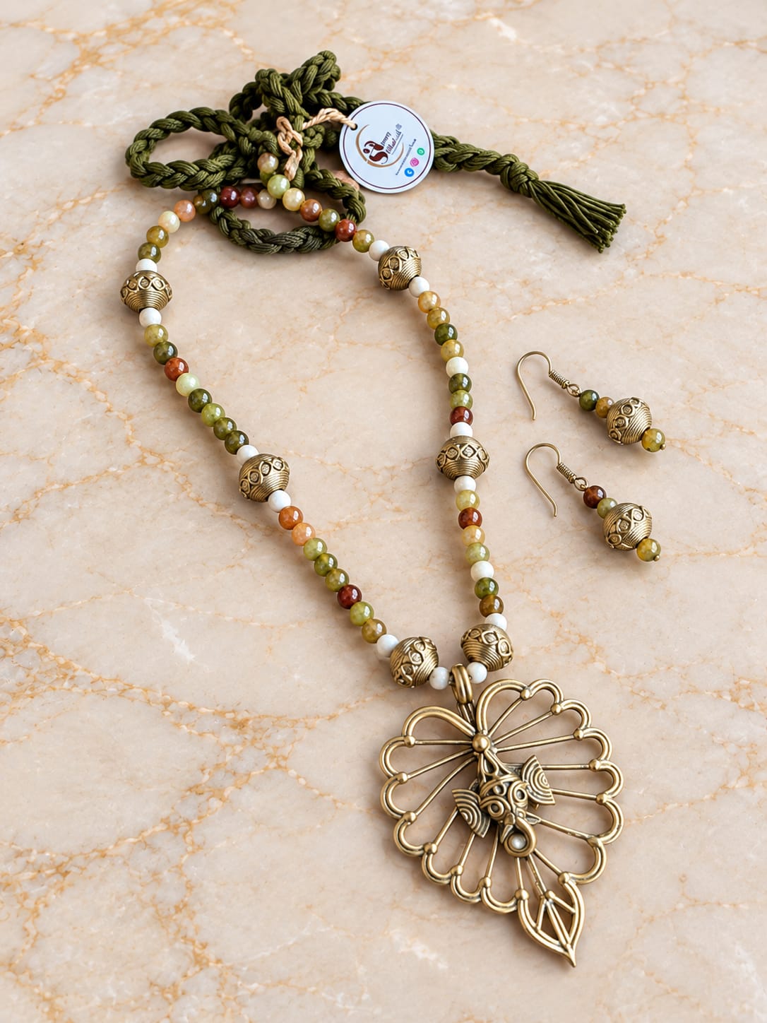 Vinayaka Ganesha Dokra Necklace & Earrings Set
