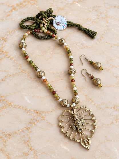 Vinayaka Ganesha Dokra Necklace & Earrings Set