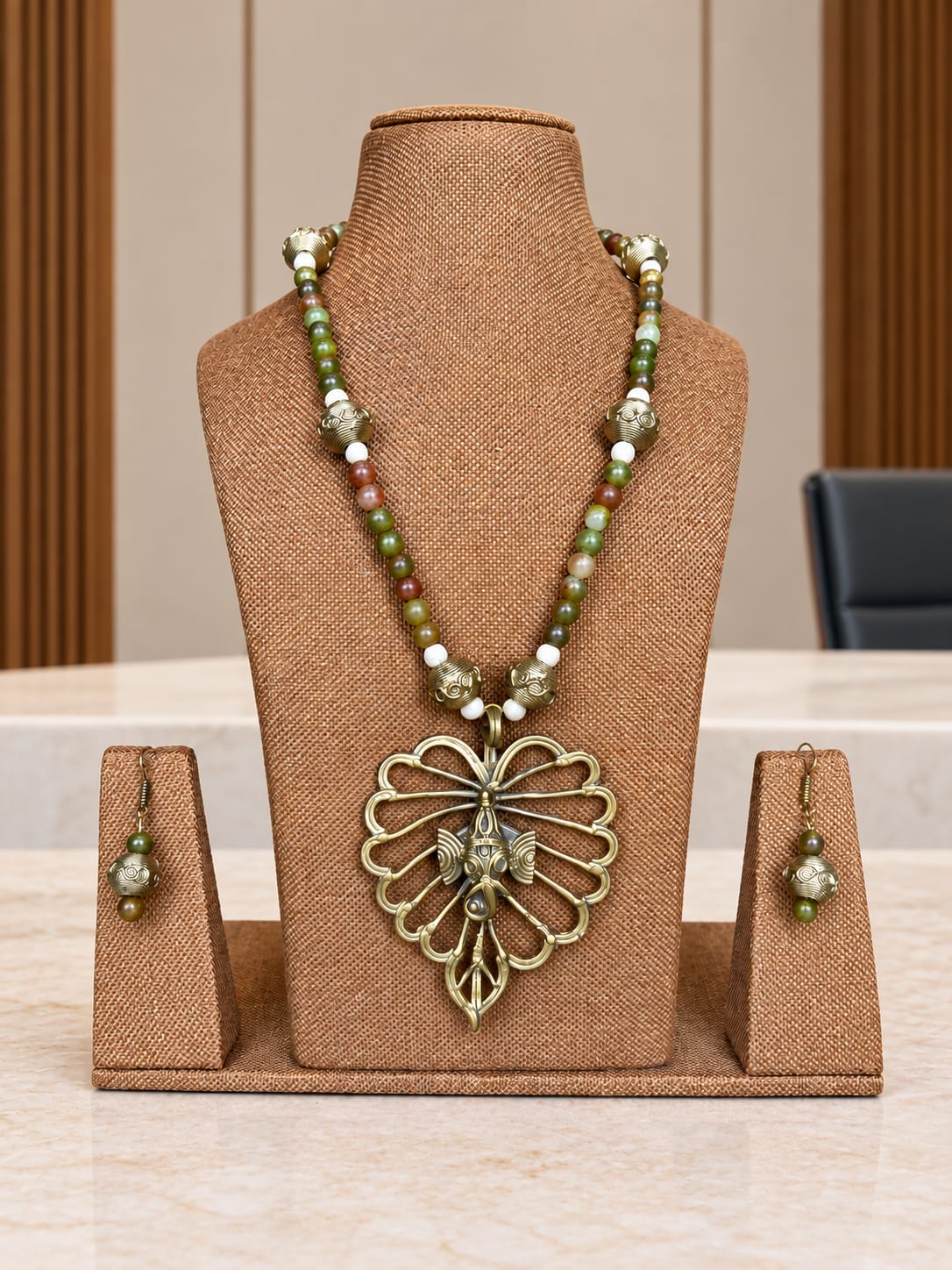 Vinayaka Ganesha Dokra Necklace & Earrings Set
